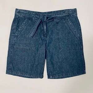 LOFT Denim Bermuda Short w/Front-Tie Denim Belt